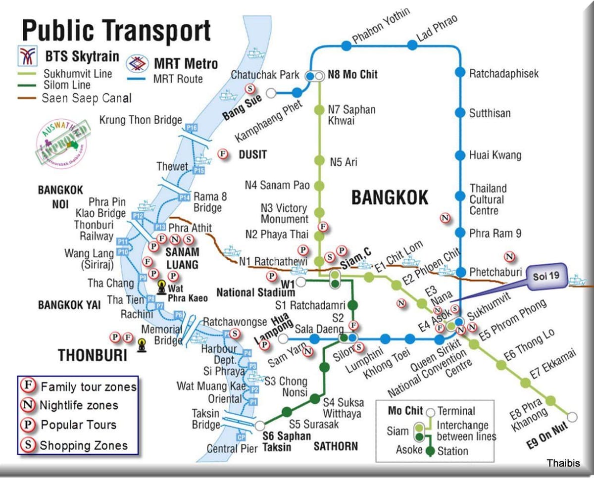 almenningssamgöngum bangkok kort