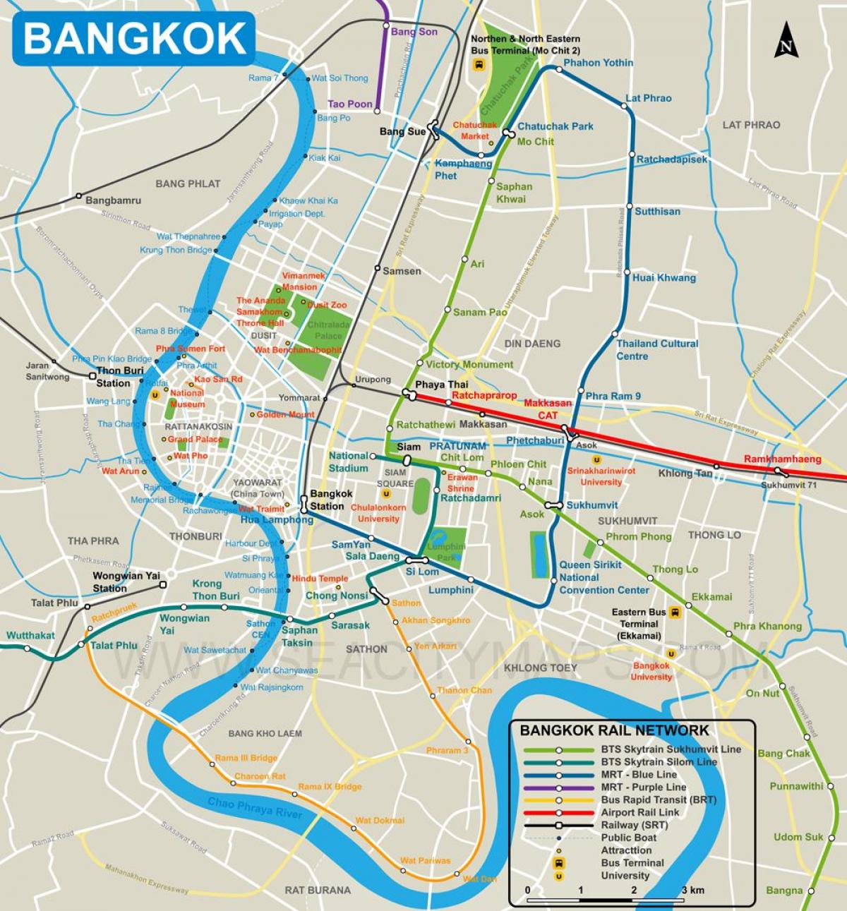 kort af bangkok city center