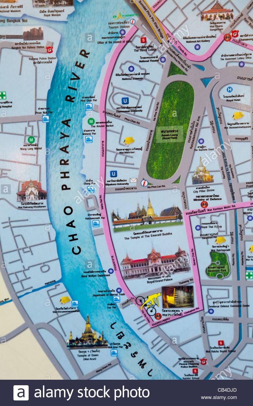 bangkok kort með ferðamaður blettur