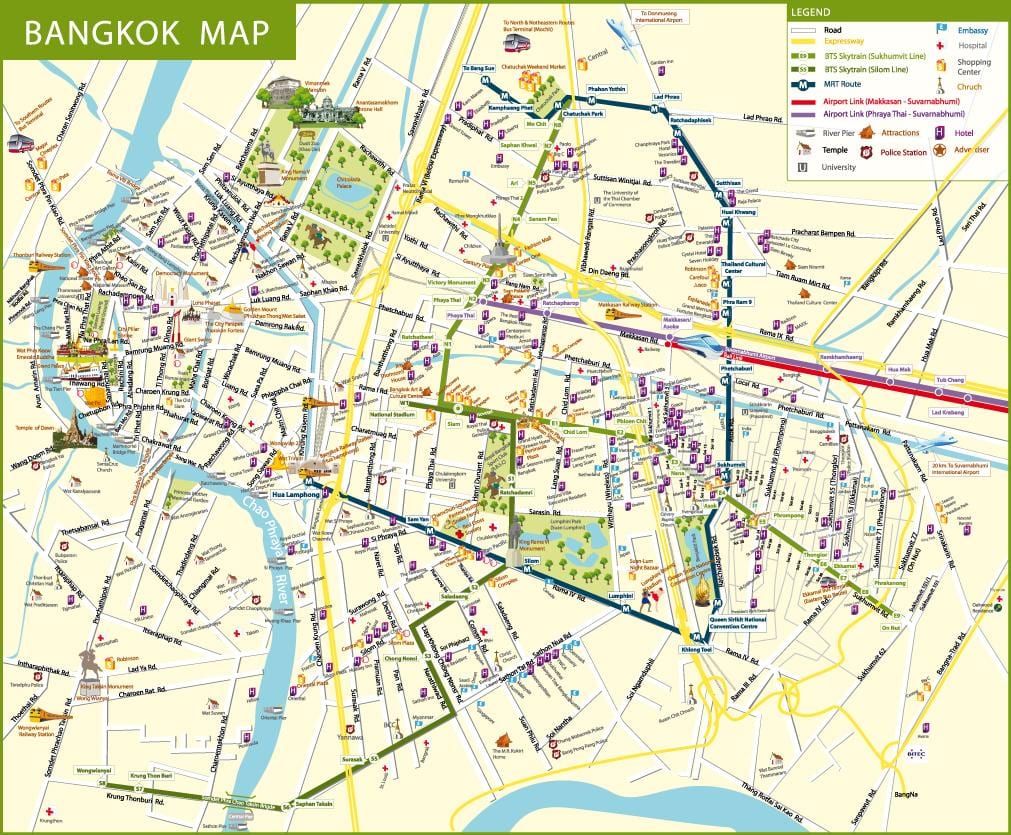 kort af bangkok götunni
