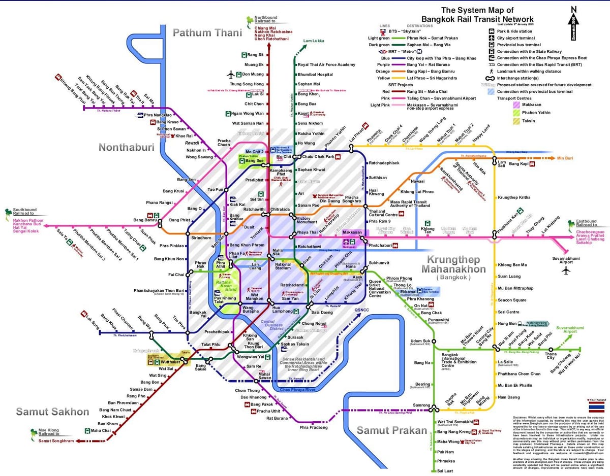 bangkok lest á línu kort