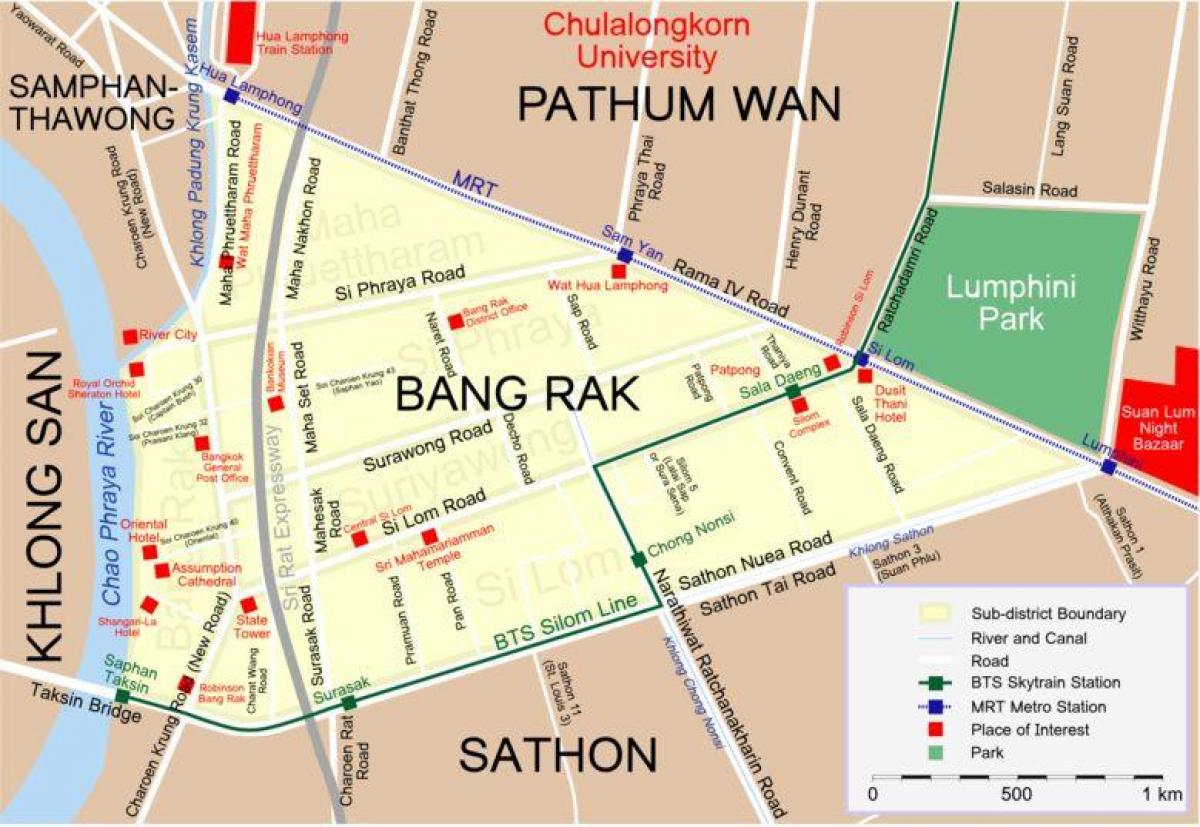 kort af bangkok rauða hverfið