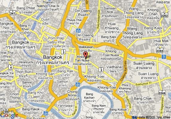 kort af siam svæði bangkok