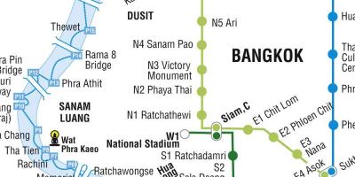 Kort af bangkok metro og mínútna