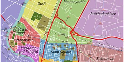 Svæði bangkok kort