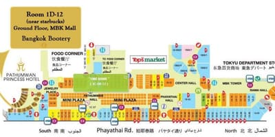 Kort af mbk miðju bangkok
